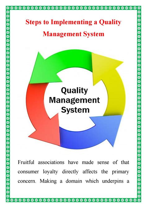 Implementing a Quality Management System .